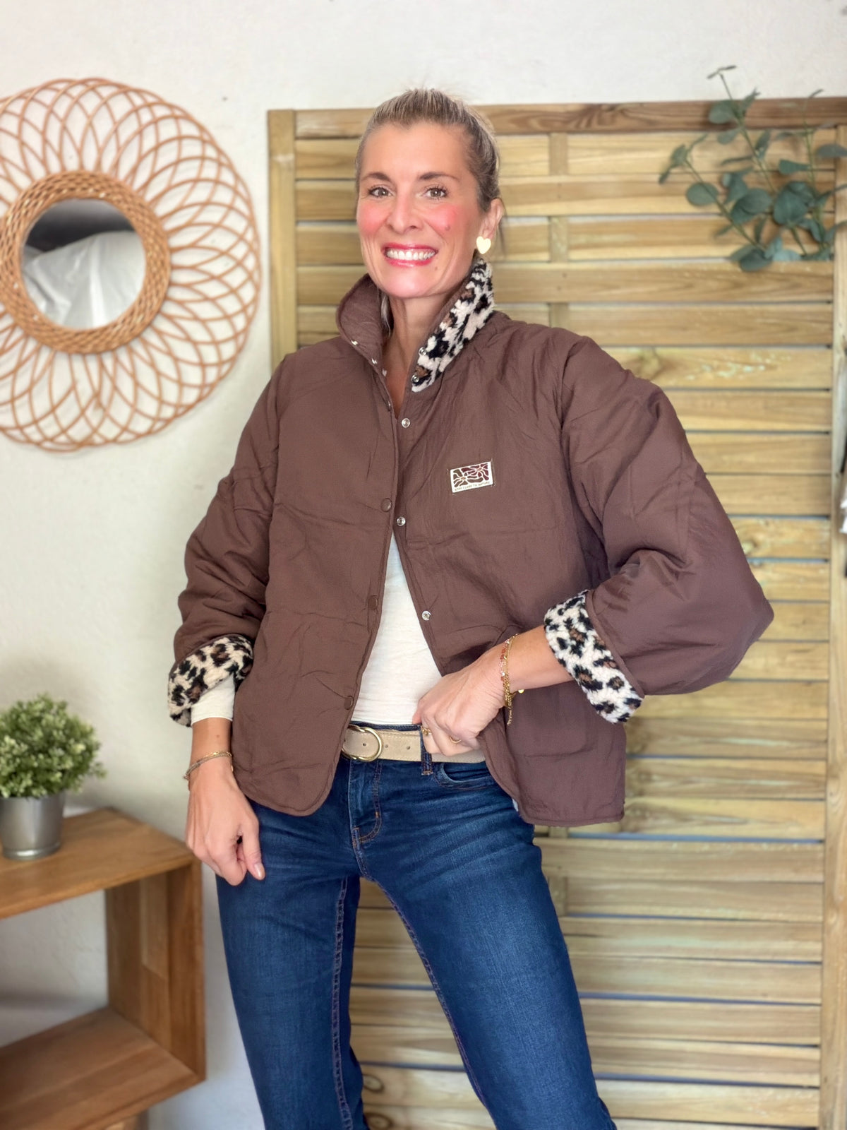 Veste matelassée réversible Sherpa AMÉLIE Choco / Léo