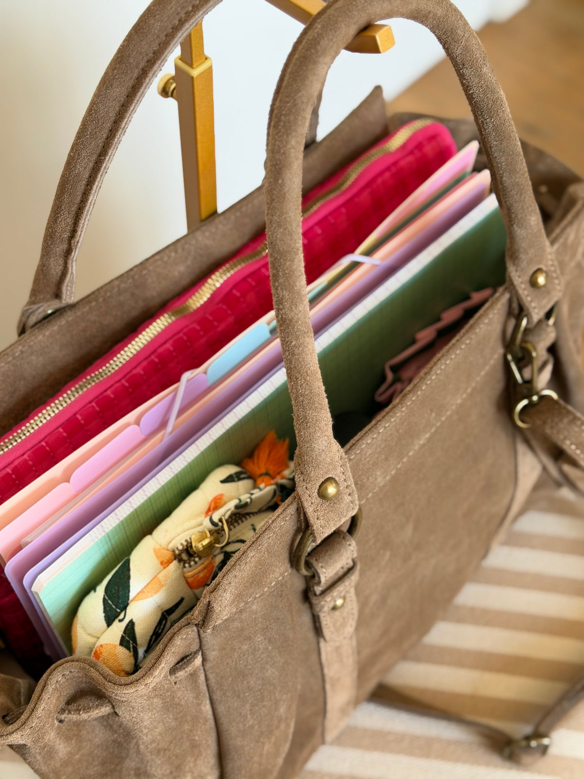 Sac cabas XL en cuir daim • PARKER Taupe