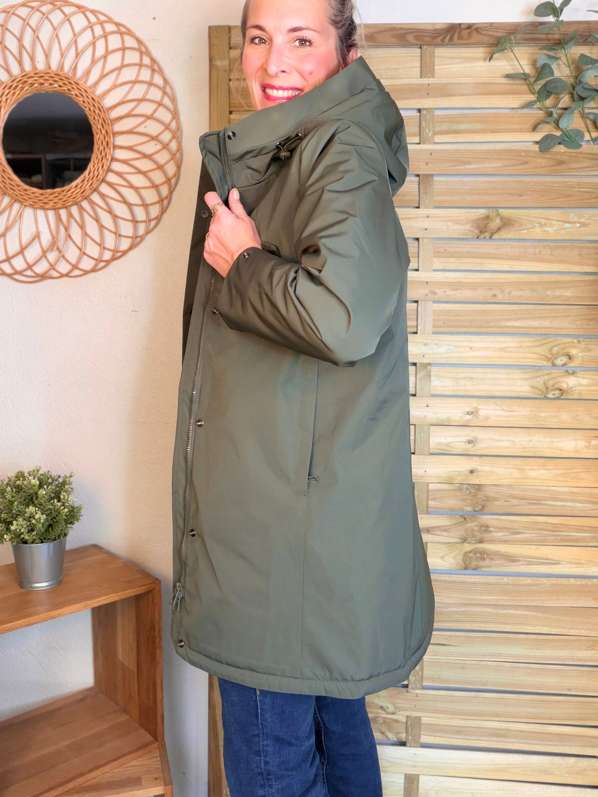 LAURA JO - Parka fourrée imperméable AMBRE LONG - Kaki / Beige