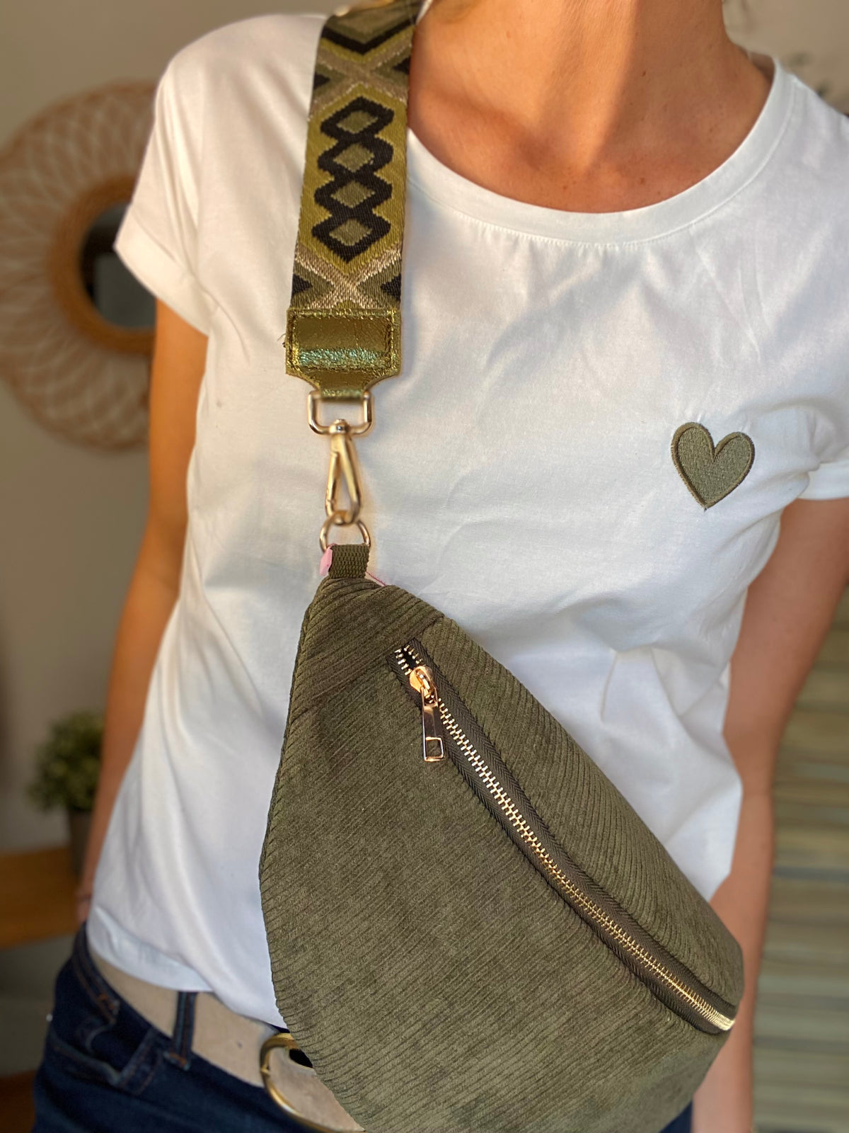 Sangle / Bandoulière en cuir irisé pour sacs / bananes - RACHEL (Losanges horizontaux)