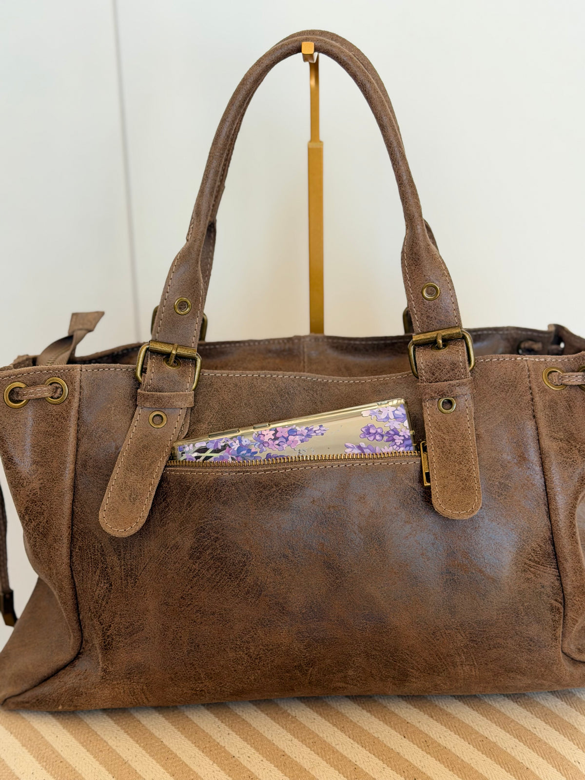 Sac cabas XL en cuir vieilli • COOPER Taupe