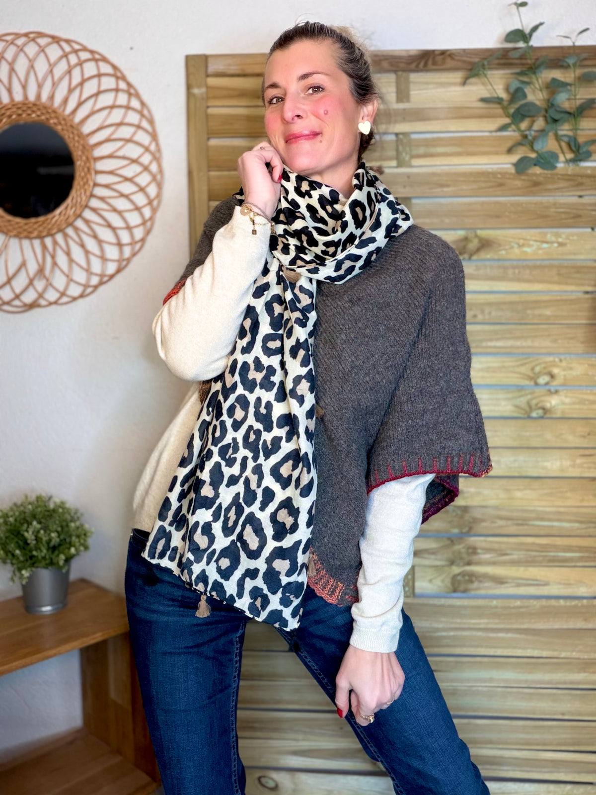Foulards Léo CLEM - Beige / noir 🐆