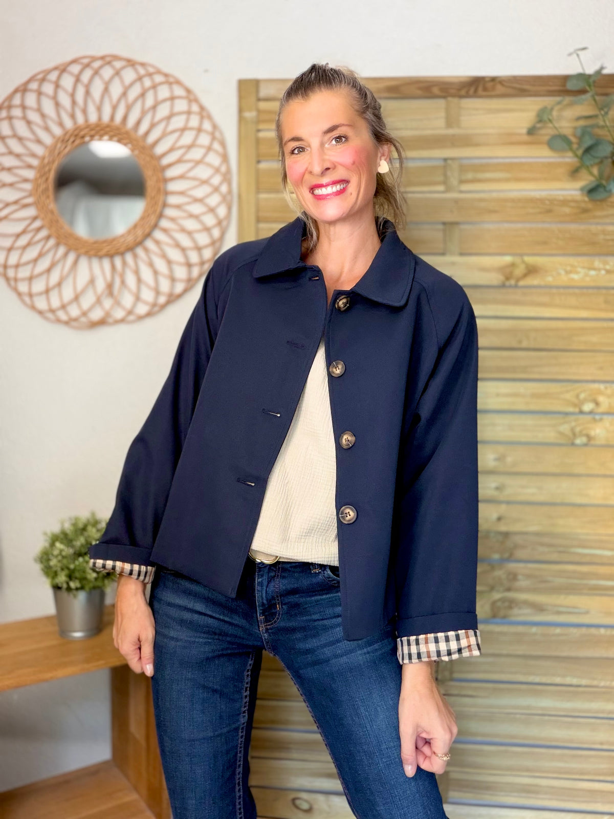 ⚡️ ARRIVAGE • Veste Trench, doublure à carreaux DANA Bleu marine
