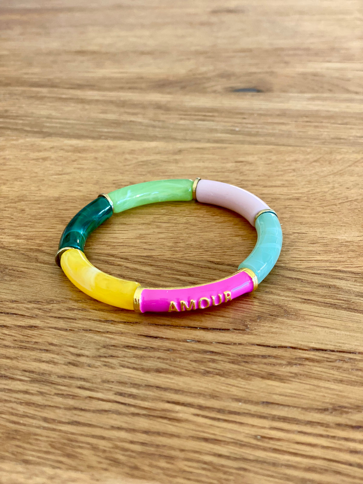 Bracelet élastique en résine multicolore Amour - ELLA (12 coloris au choix)