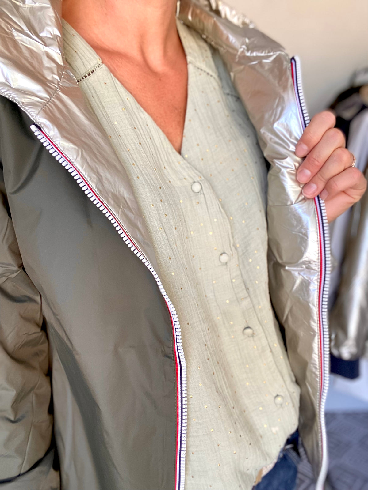 LAURA JO - Imperméable réversible rembourré LOUISON COURT - Kaki/Doré