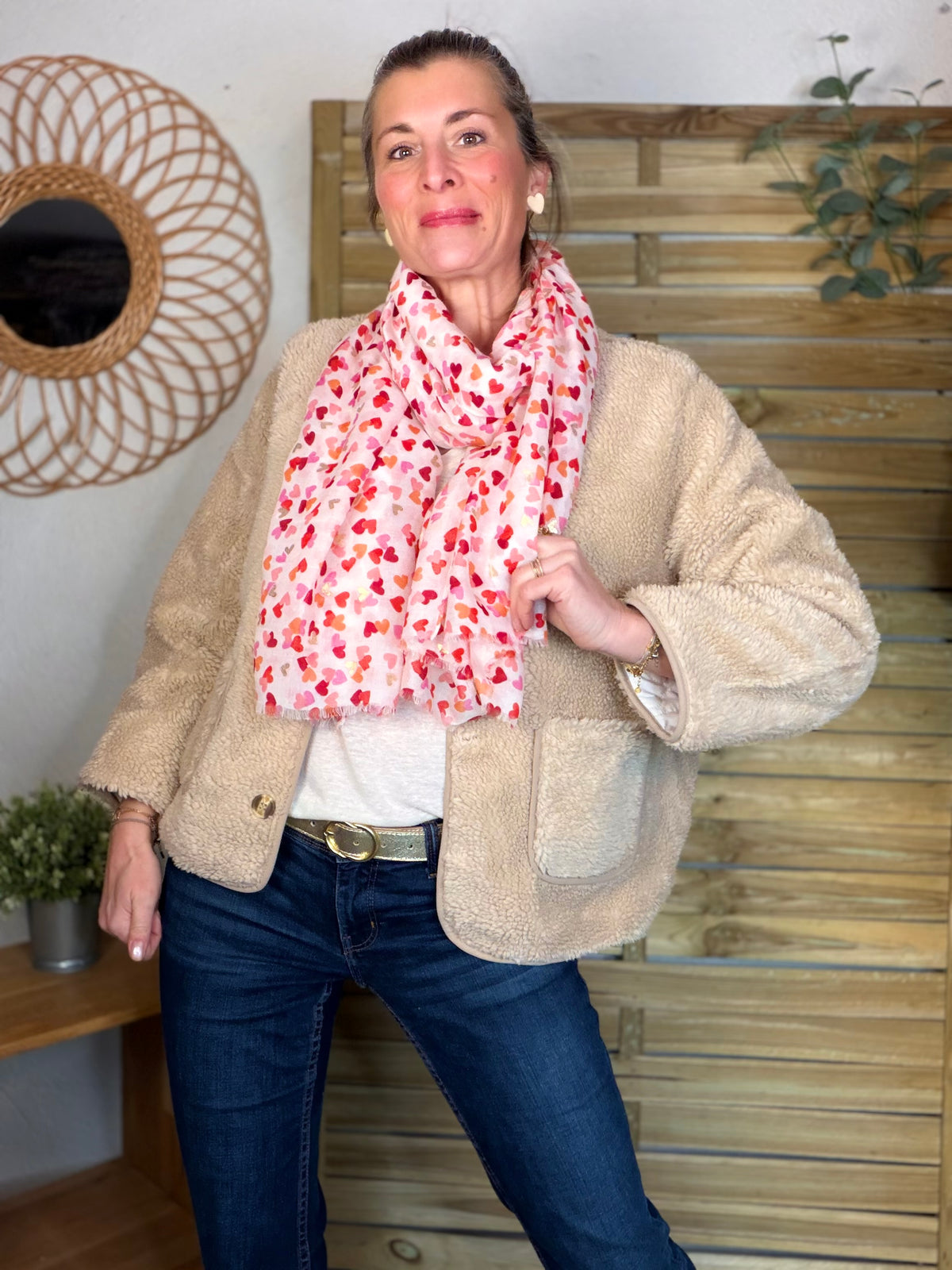 Foulard Cœurs SIGRID - Rouge Rose ❤️💛🩷