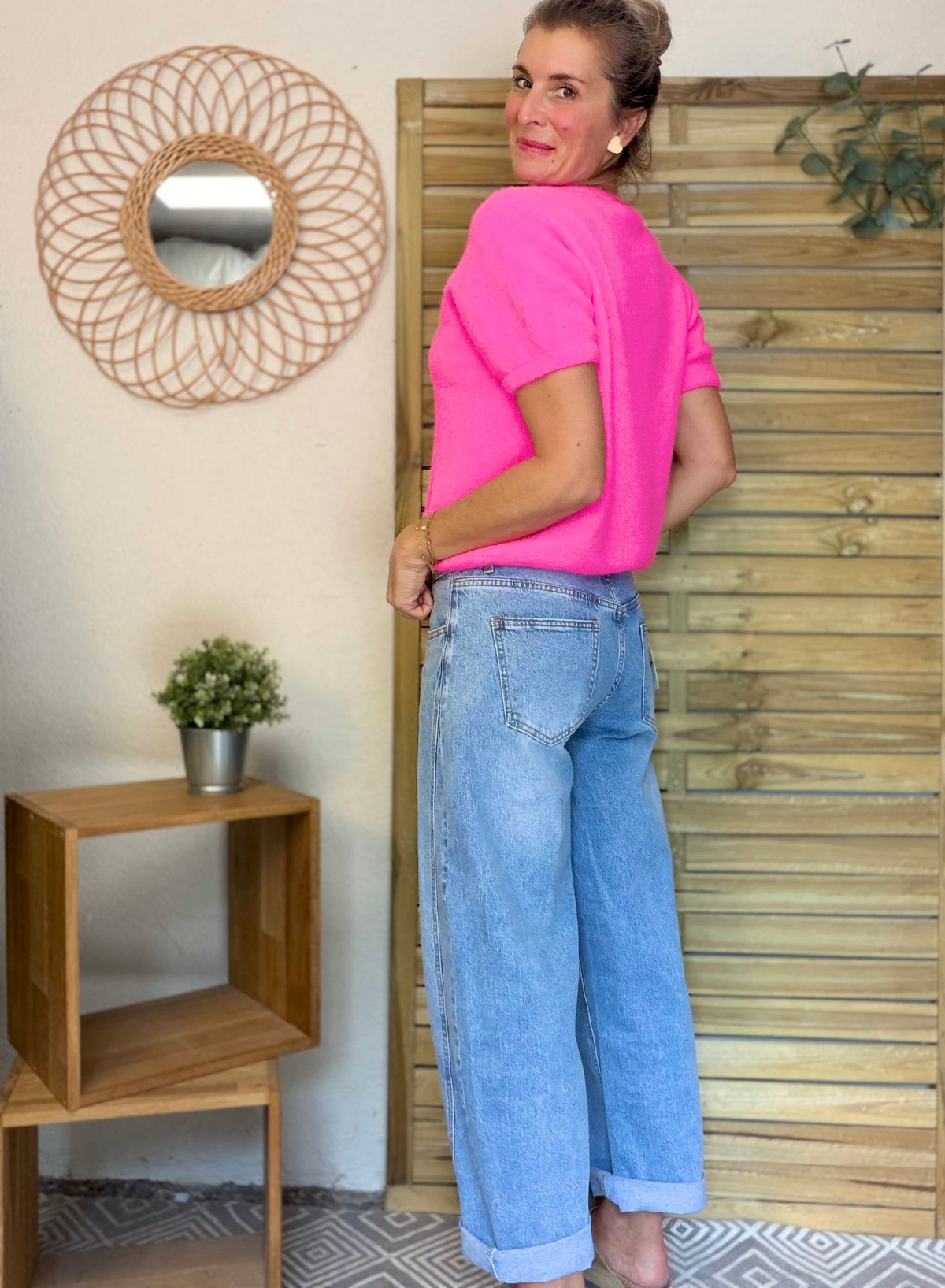 Pantalon Jean coupe barrel LÉON Bleu clair