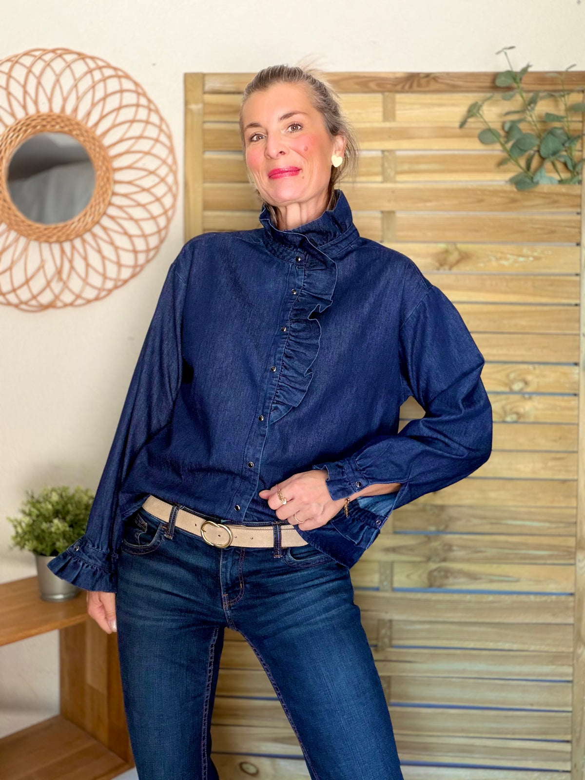 Chemise Denim brut col victorien SOPHIE