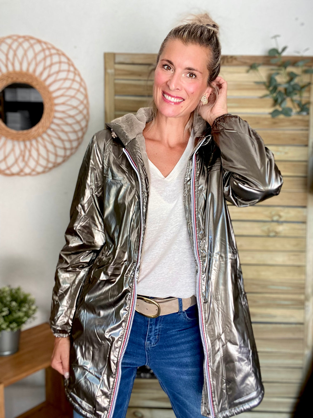 LAURA JO - Parka Imperméable LOUISE LONG fourré - Bronze