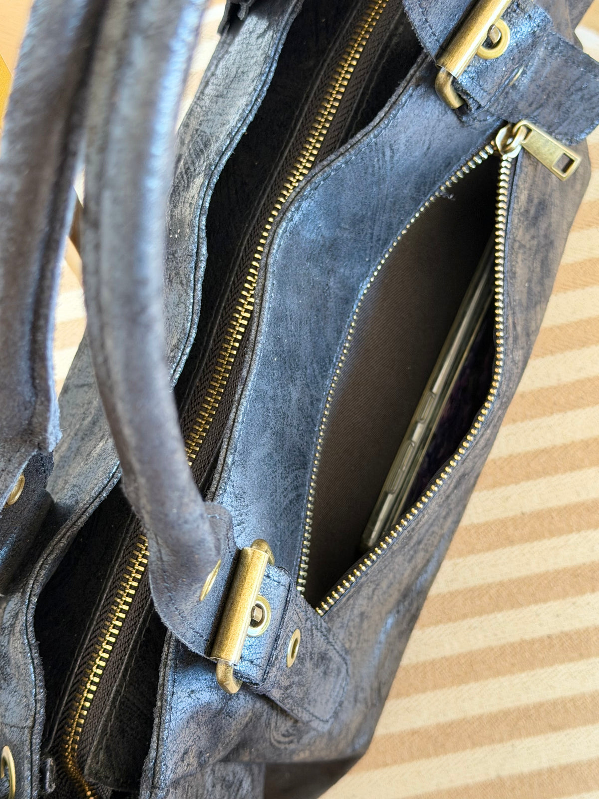 Sac cabas XL en cuir vieilli • COOPER Noir