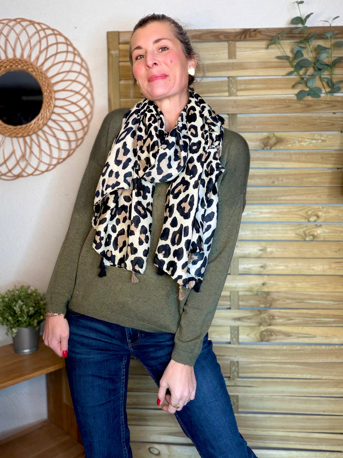 Foulards Léo CLEM - Beige / noir 🐆