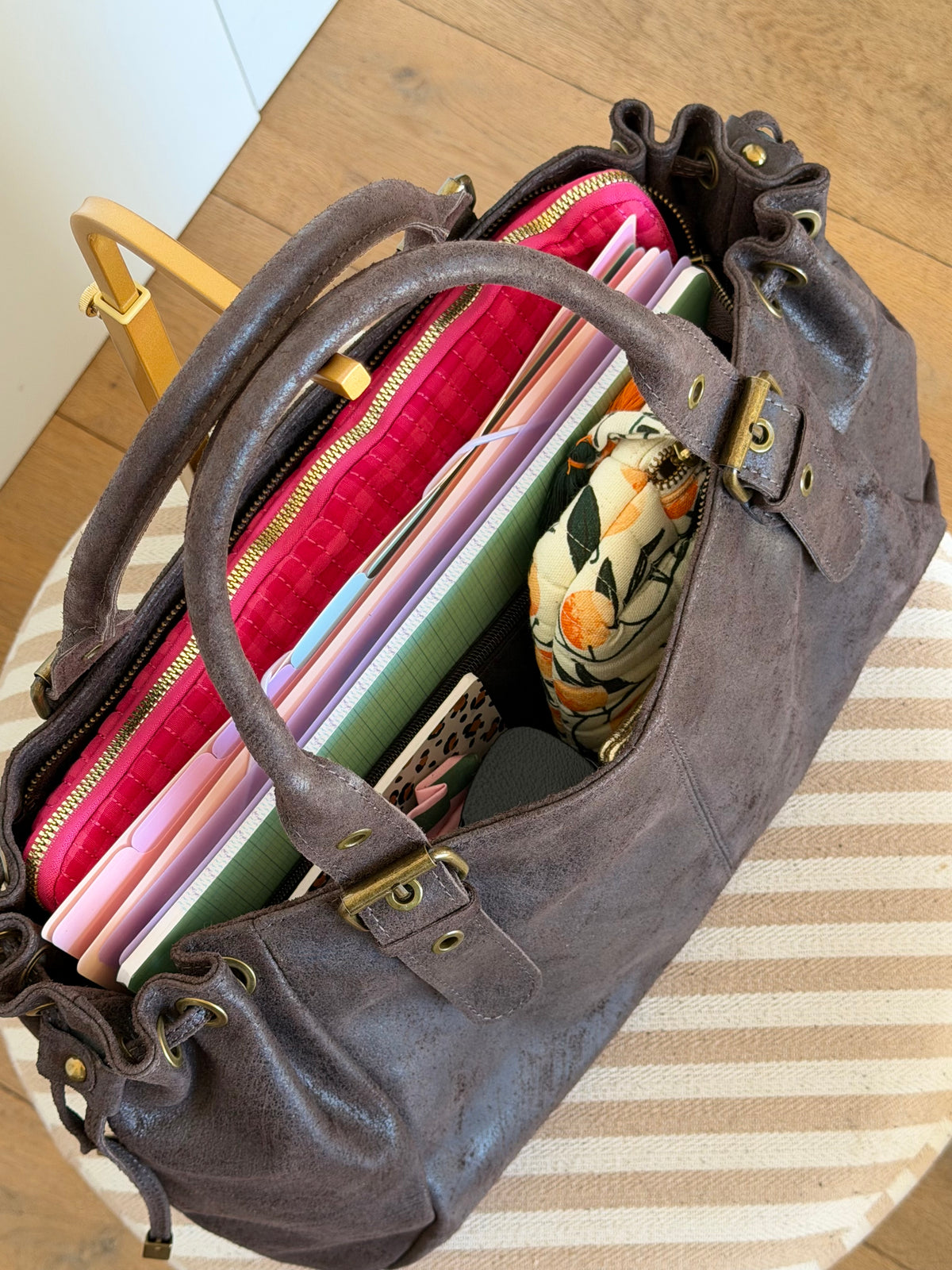 Sac cabas XL en cuir vieilli • COOPER Chocolat