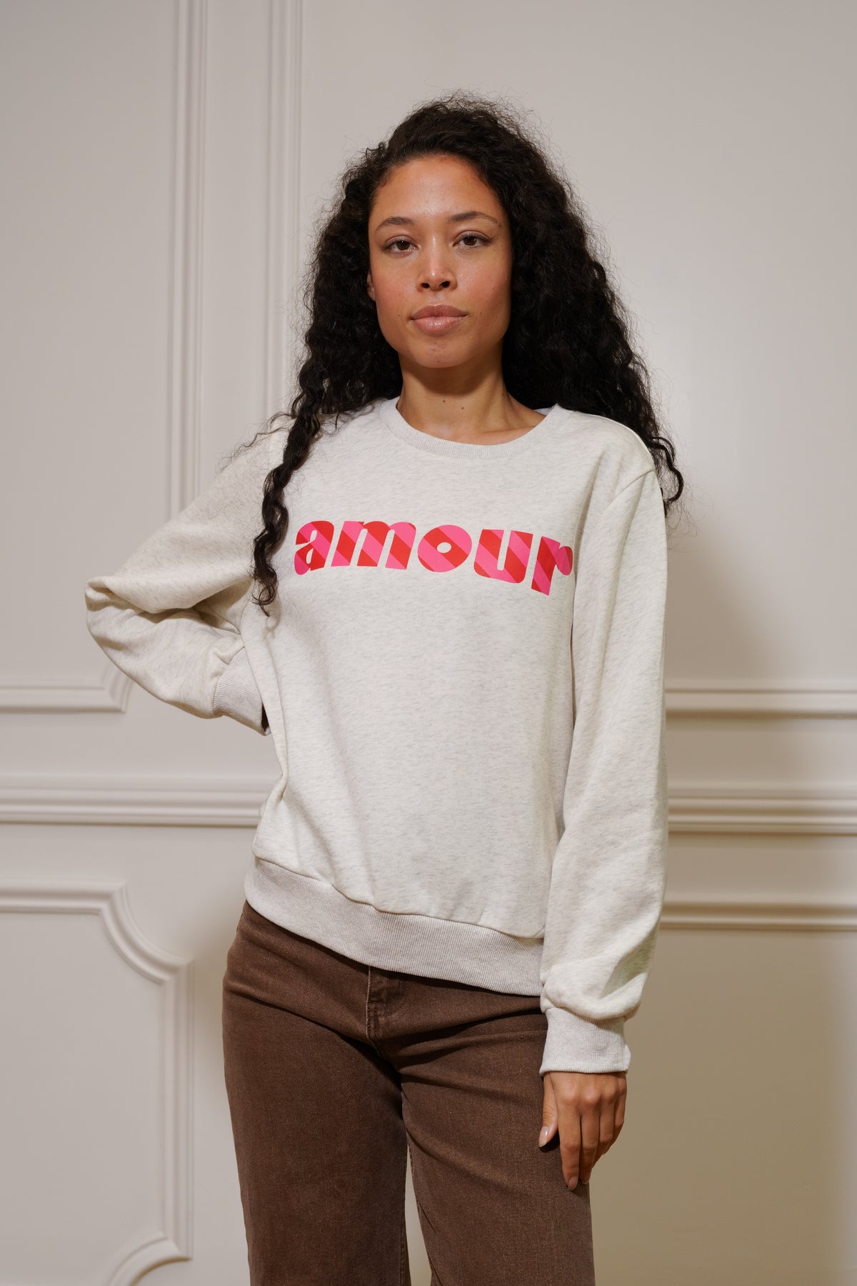 Sweat amour SIENNA - Gris / Rose - FIN DE SÉRIE