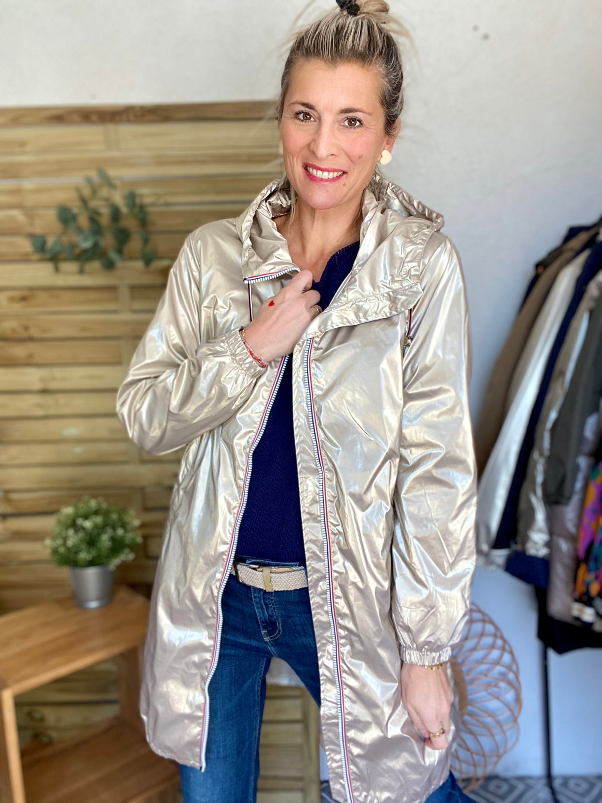Imperméable mi-saison doublé SOLINE LONG - Doré - LAURA JO - FIN DE SÉRIE