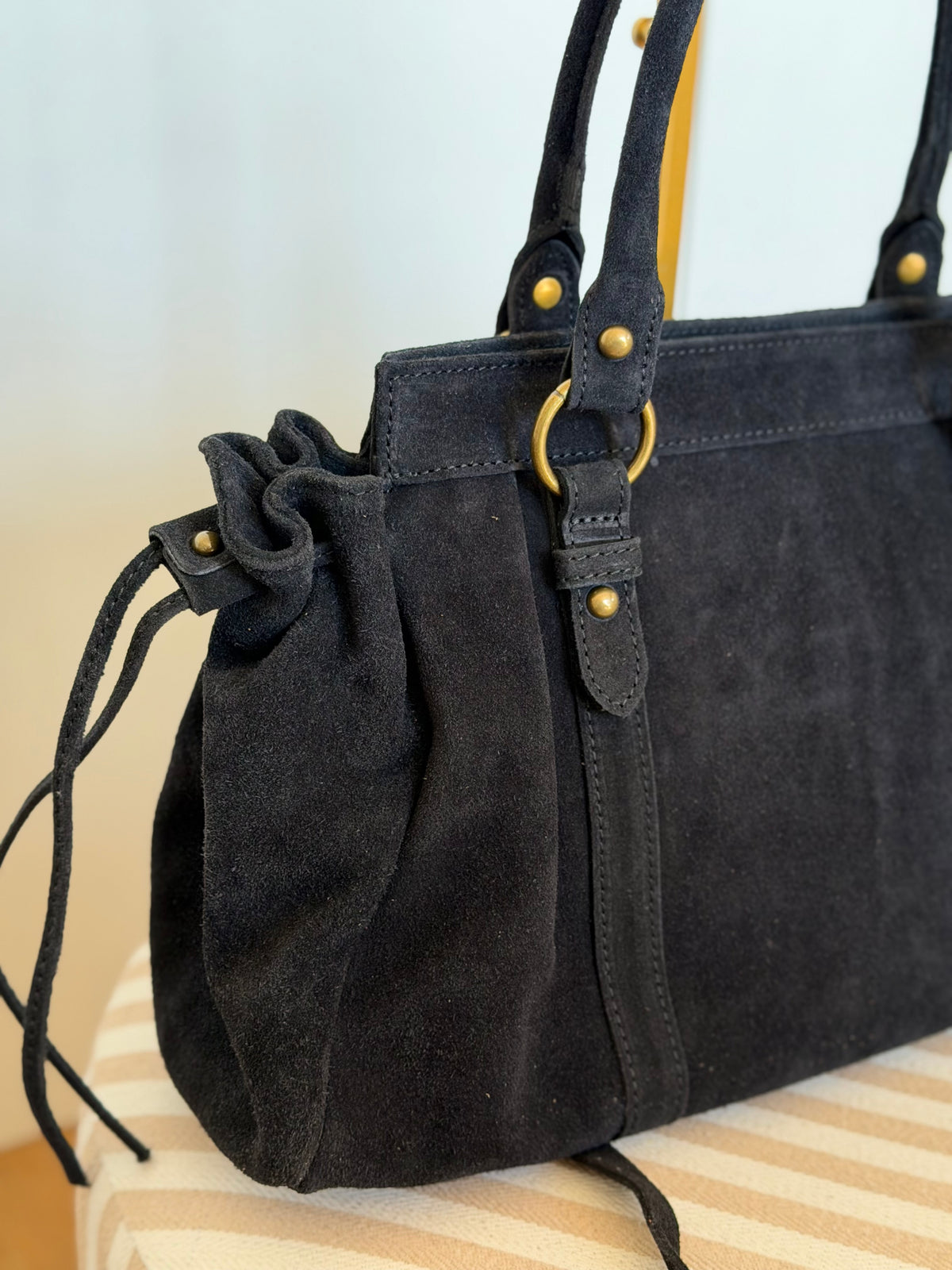 Sac cabas XL en cuir daim • PARKER Noir