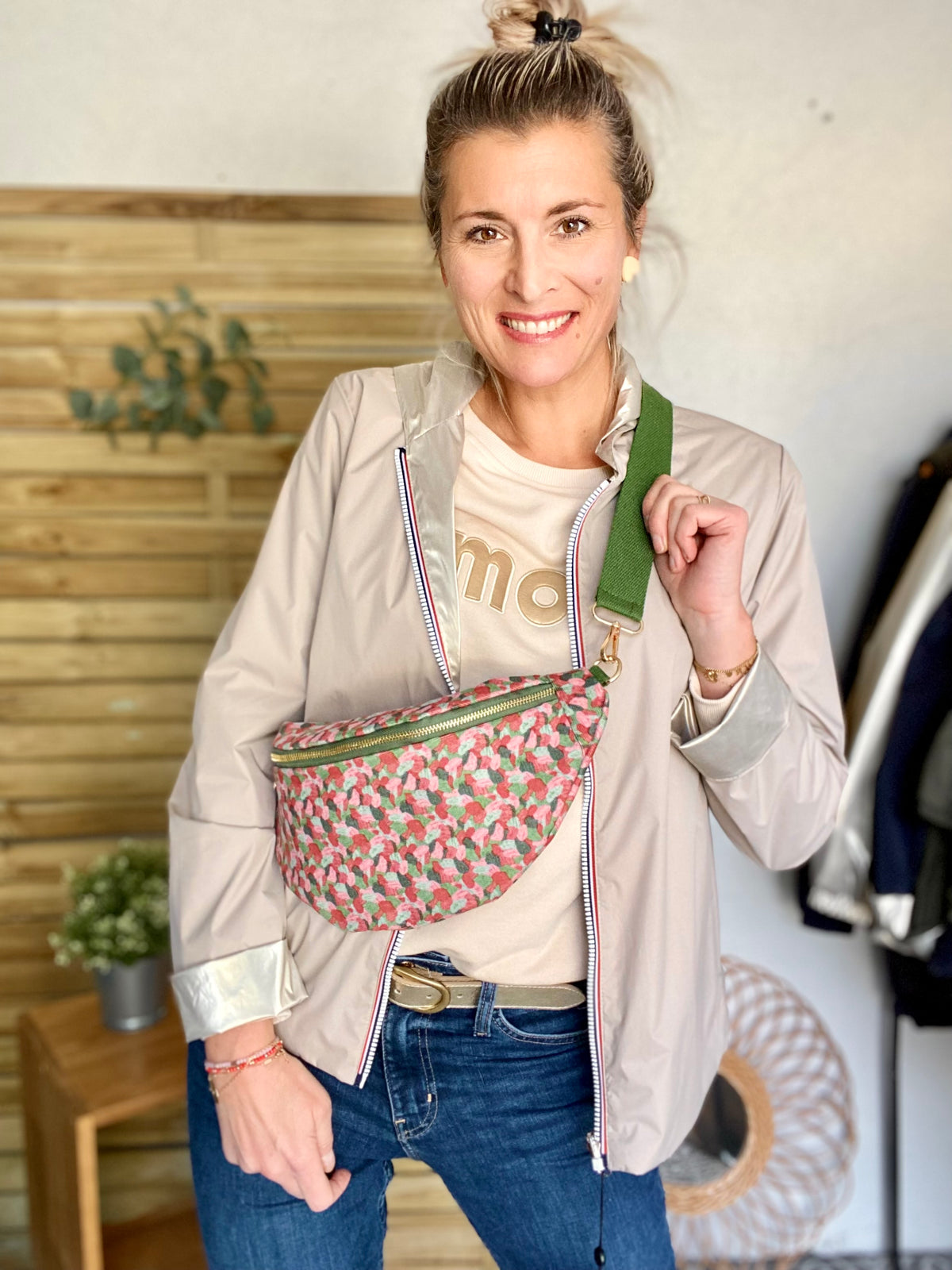 Sac banane XL velours Ciao Boum - IVY - Camaïeu Rose - DÉSTOCKAGE