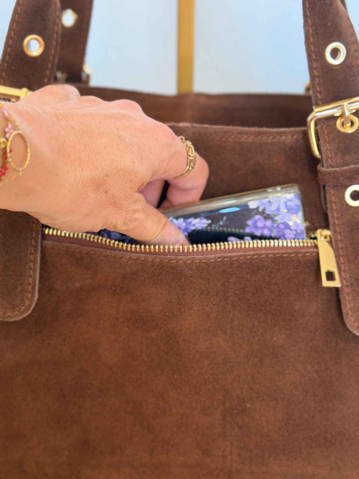 Sac cabas XL en cuir daim • JASPER Café