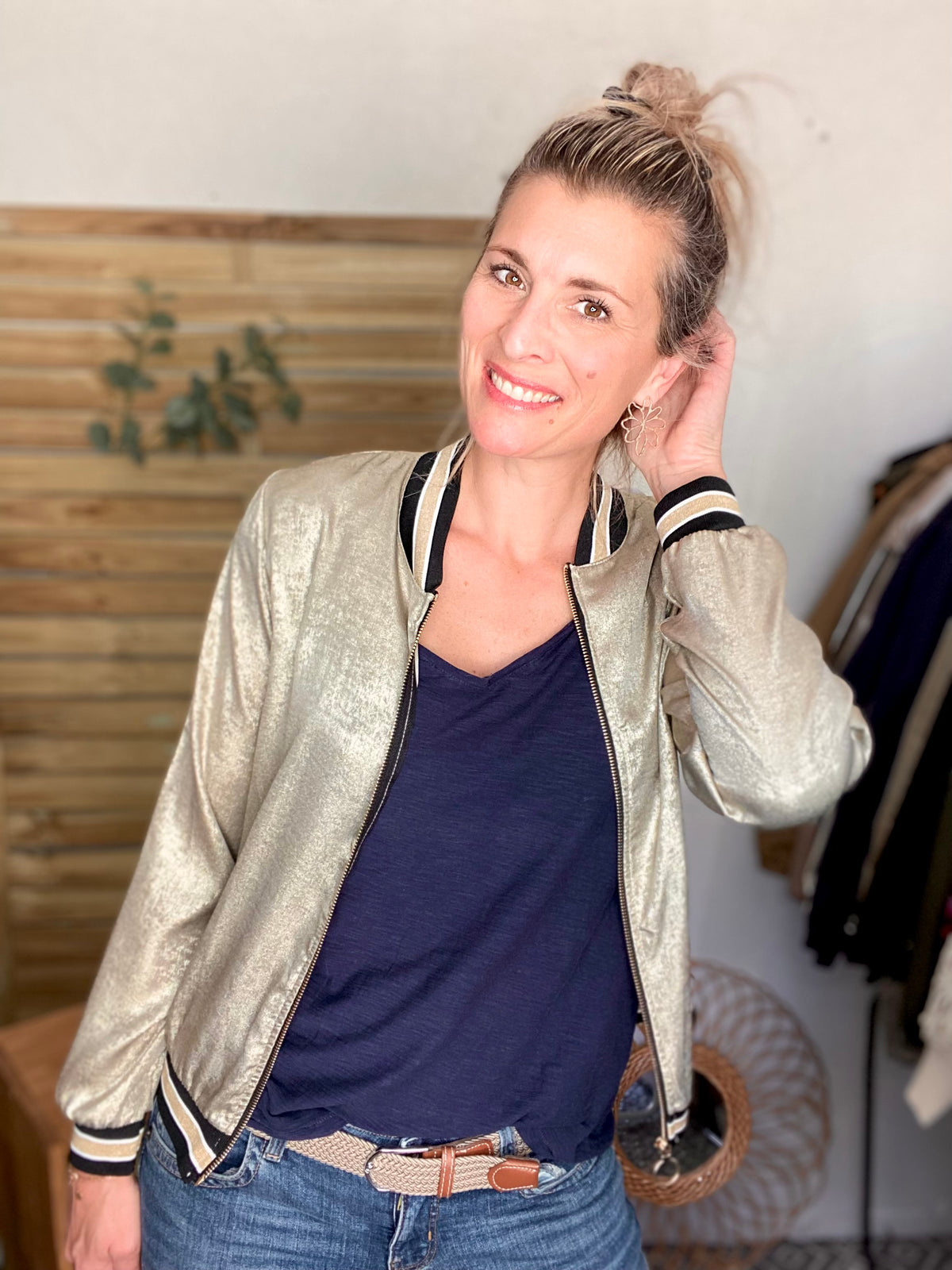 Veste bombers léger EMILY - Doré