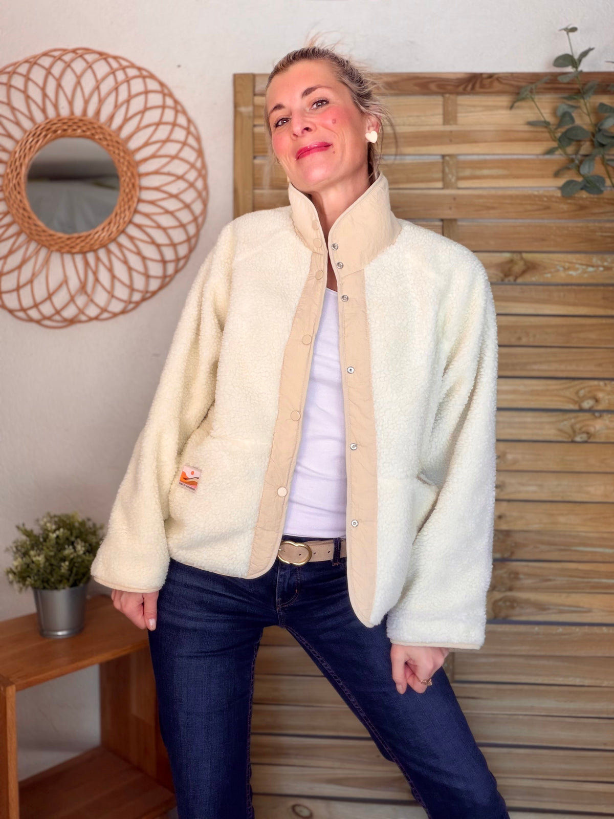 Veste matelassée réversible Sherpa AMÉLIE Beige