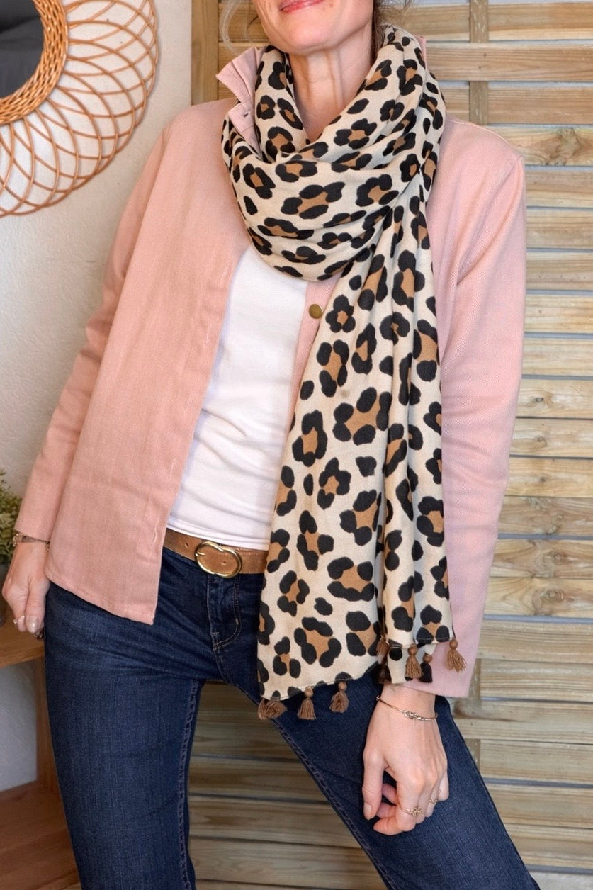 Foulards Léo CLEM - Beige / noir 🐆