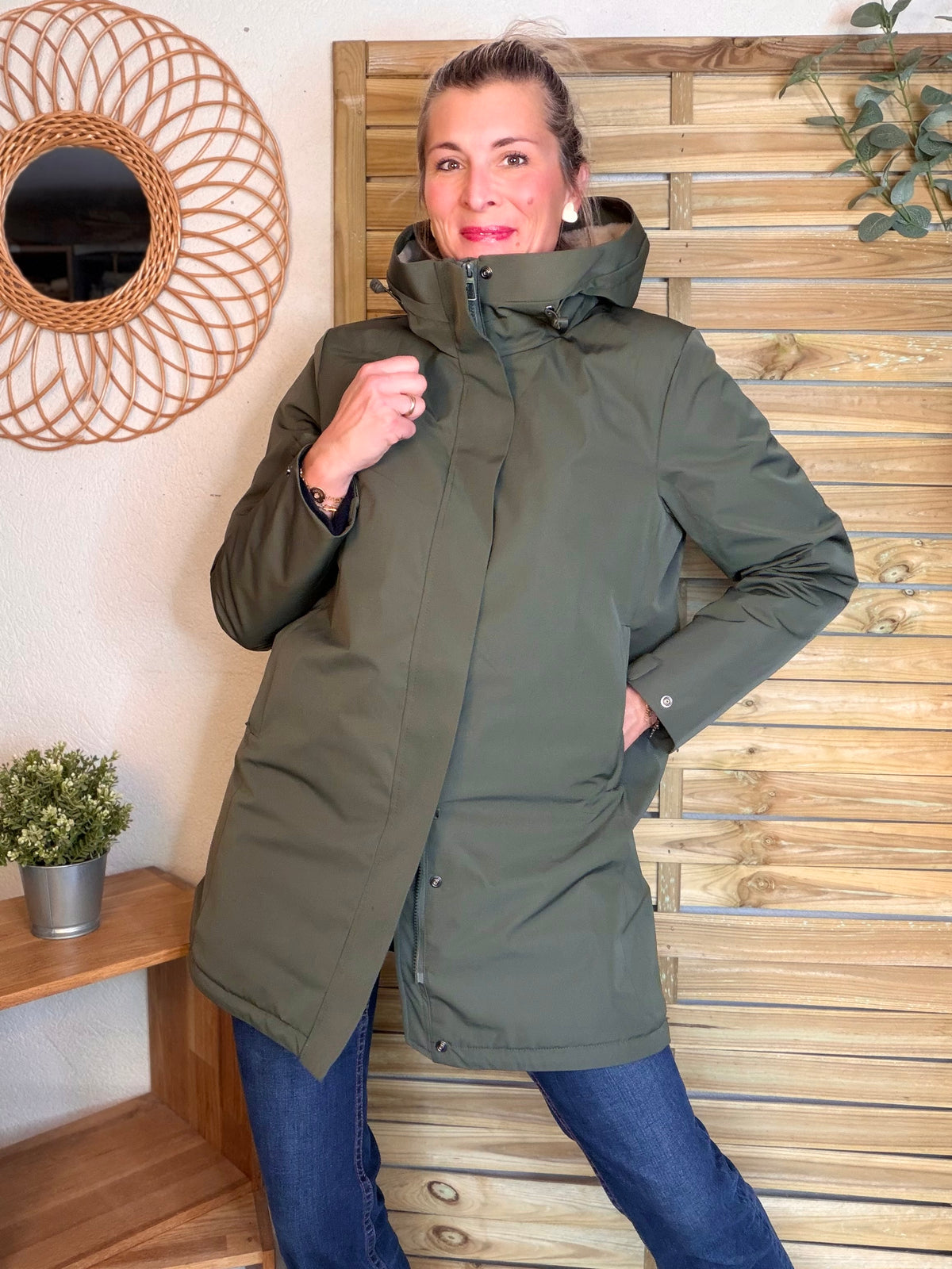 LAURA JO - Parka fourrée imperméable AMBRE LONG - Kaki / Beige