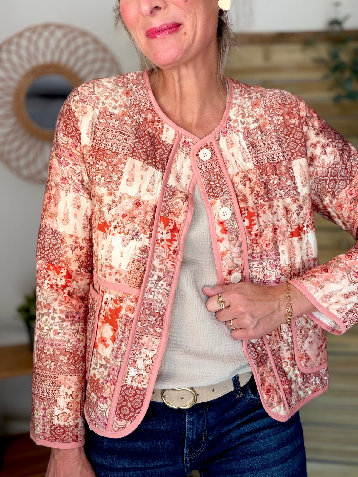 Veste courte Patchwork matelassée légère ADELAÏDE - FIN DE SÉRIE