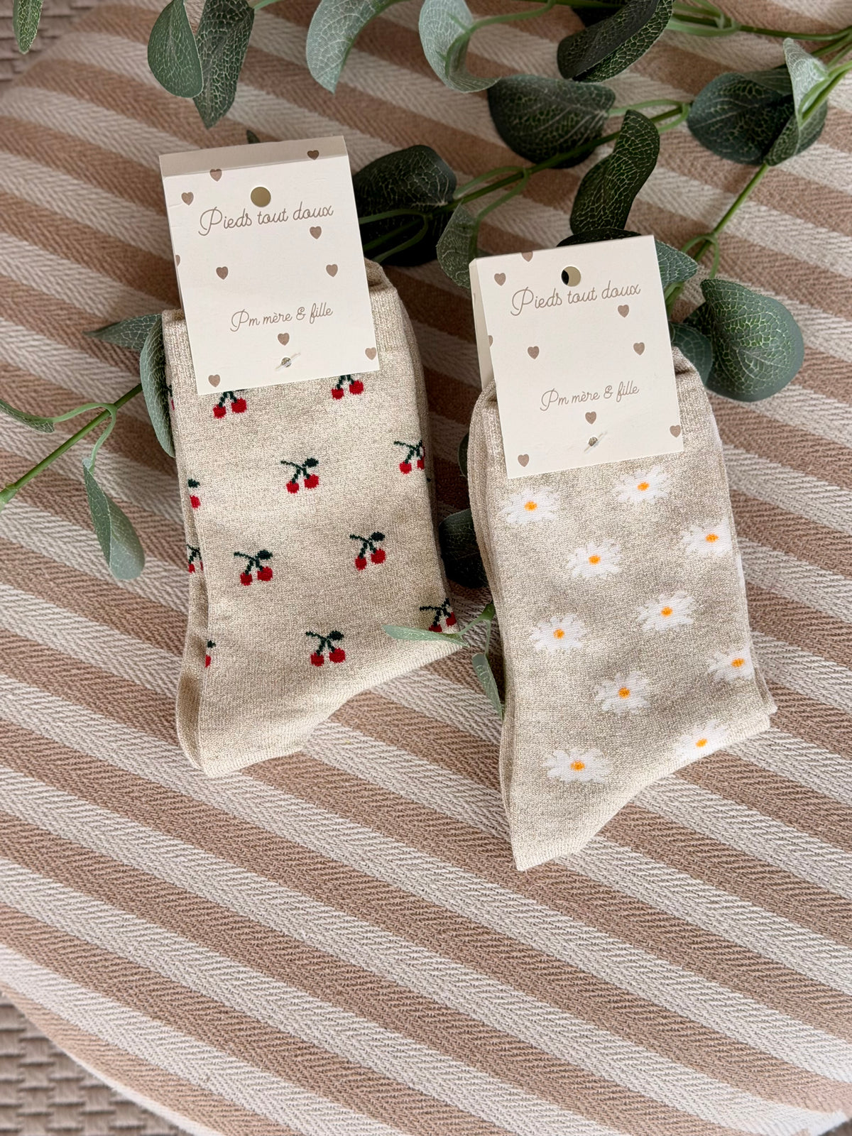 Chaussettes scintillantes glitter ZIA - Cerise 🍒 / Pâquerettes 🌼