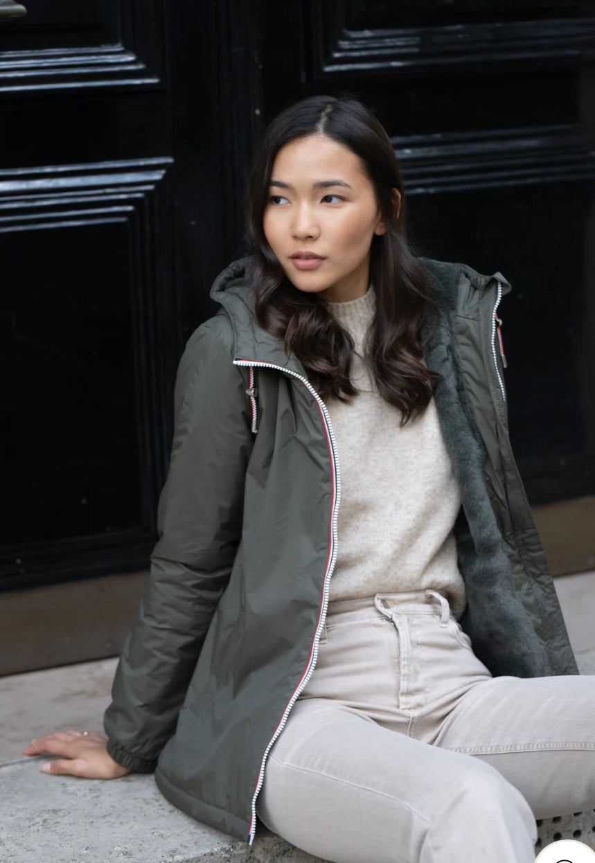 LAURA JO - Parka Imperméable THELMA MI-LONG fourré - Kaki