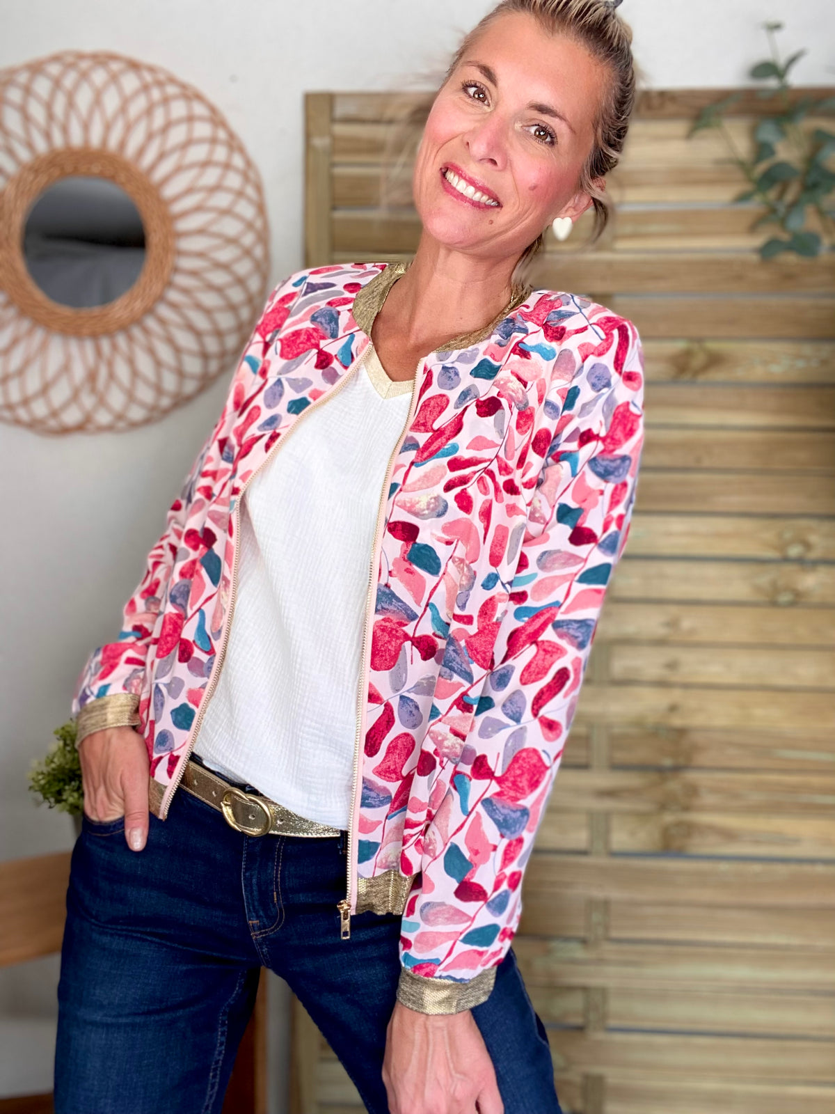 Veste bombers EULALIE - imprimé aquarelle