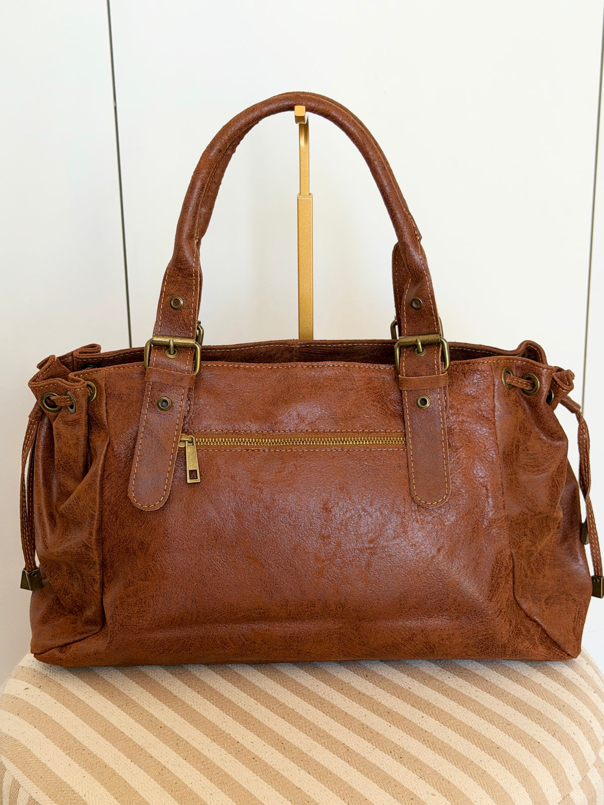 Sac cabas XL en cuir vieilli • COOPER Camel