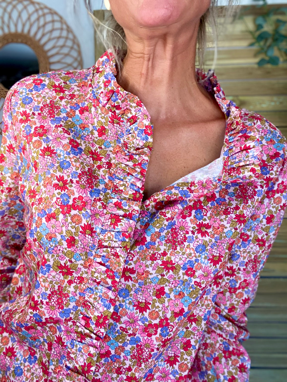 Chemise imprimé Liberty, col victorien volanté YSÉE - FIN DE SÉRIE