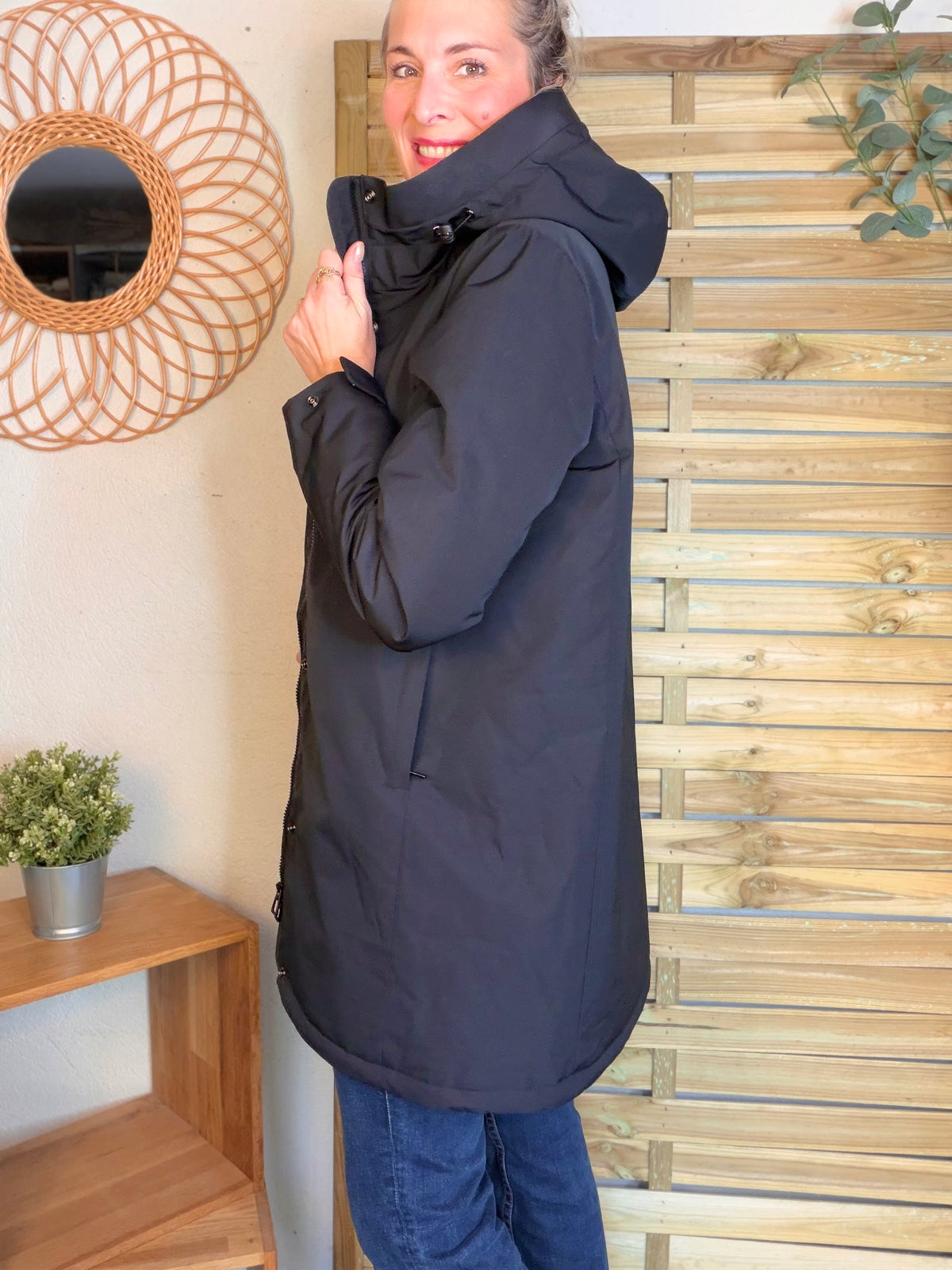 LAURA JO - Parka fourrée imperméable AMBRE LONG - Noir / Camel