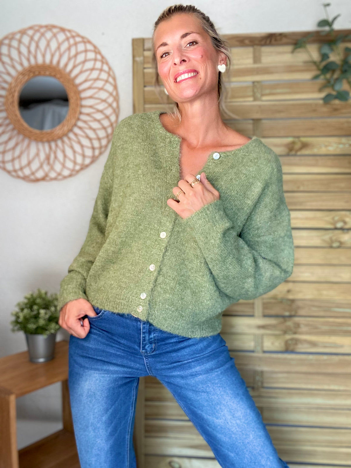 Gilet en maille MERYL - Olive