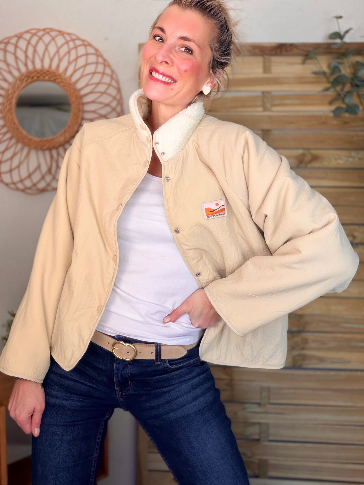 Veste matelassée réversible Sherpa AMÉLIE Beige