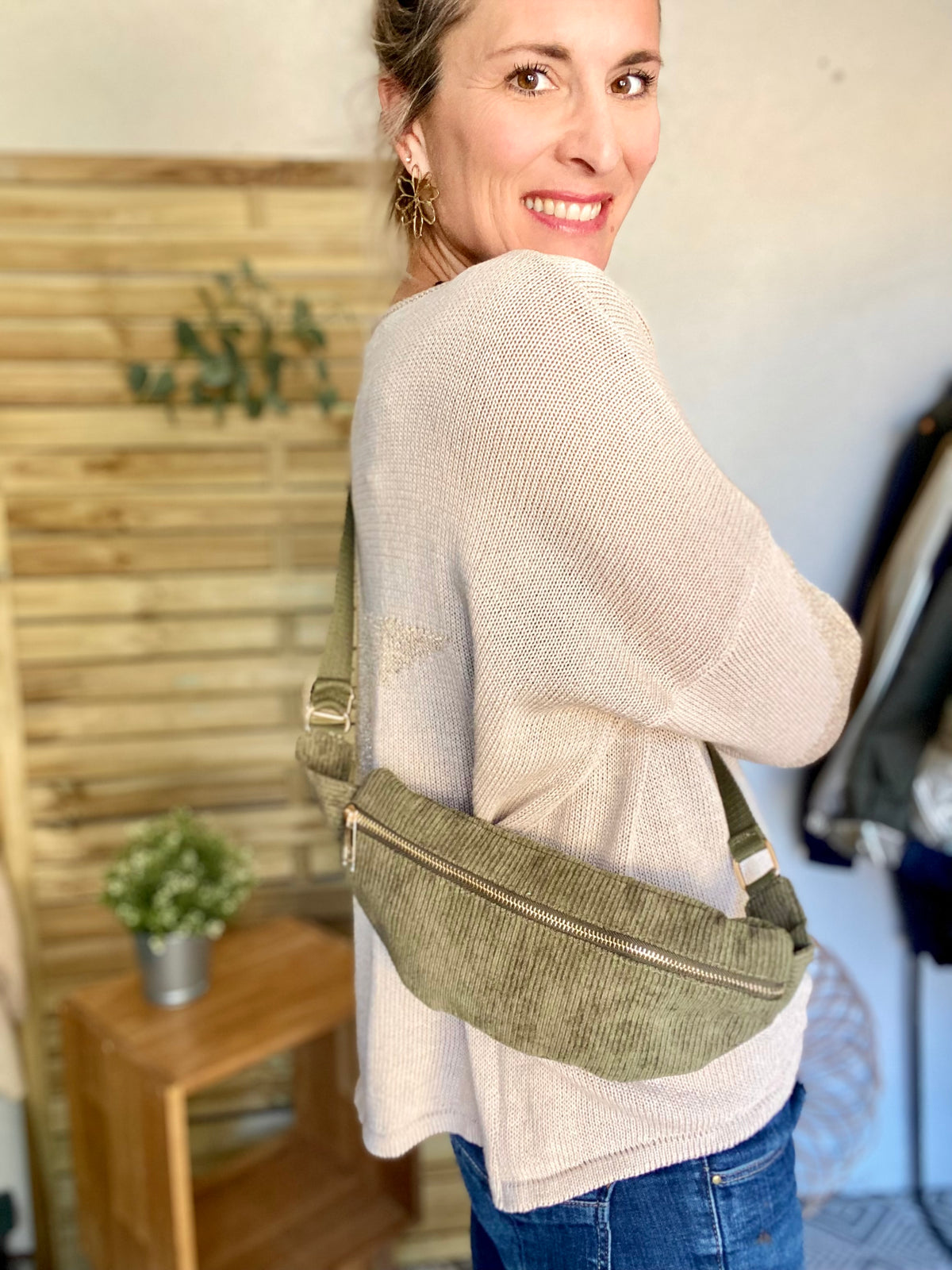 Sac banane M…ini - velours cotelé Ciao Boum - IVY - Kaki