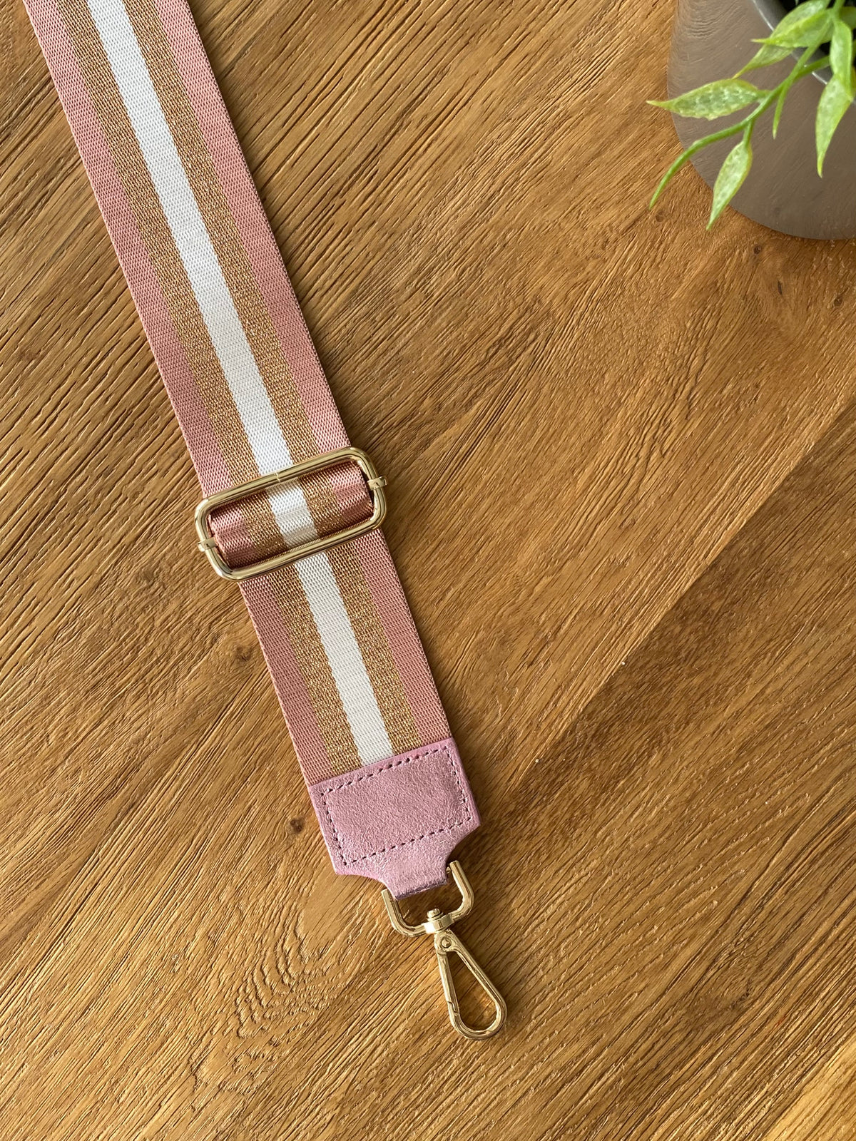 Sangle / Bandoulière rayée avec empiècement cuir irisé - RUBY - FIN DE SÉRIE