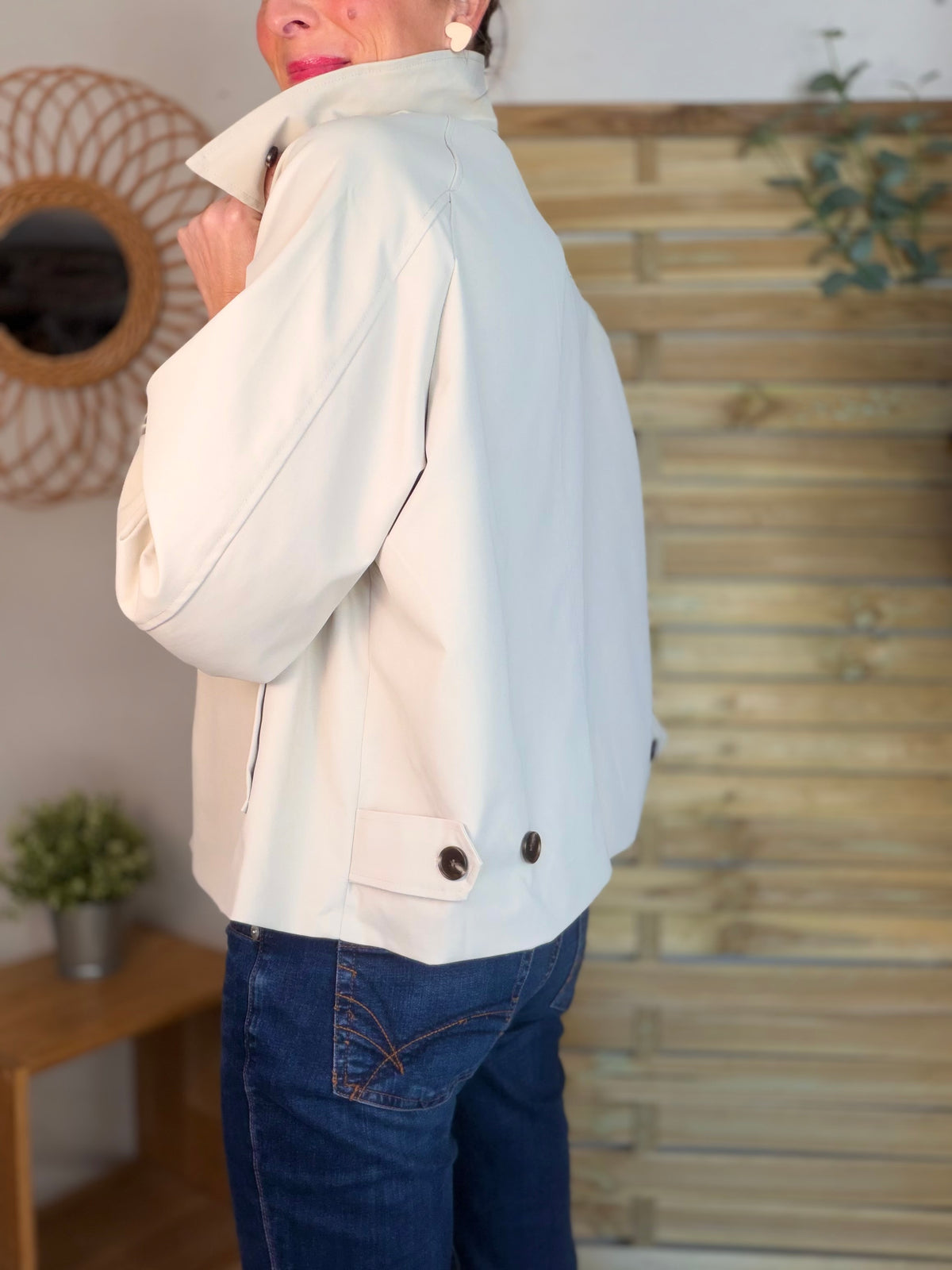 Veste Trench avec Liberty - MADELEINE Beige - FIN DE SÉRIE