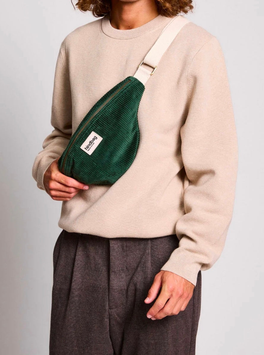 HINDBAG OLIVIA- Sac banane Velours Vert Sapin