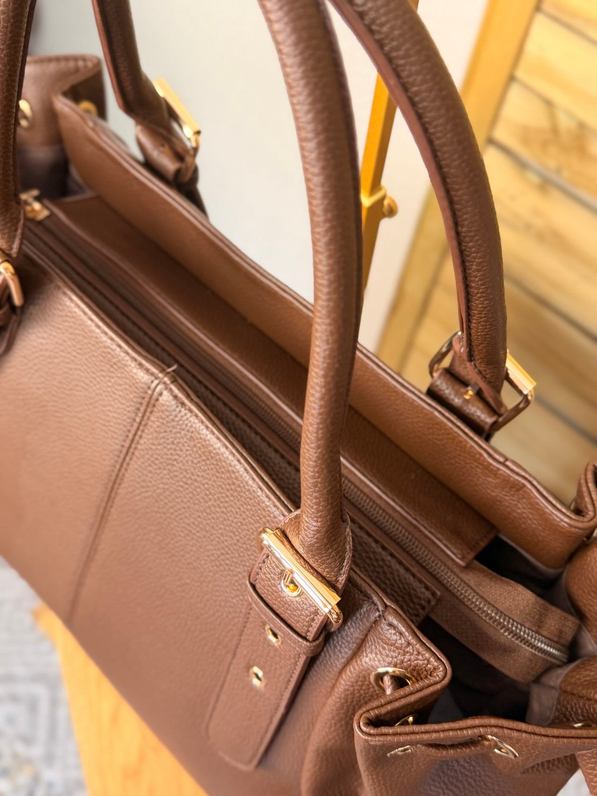 Sac cabas XL simili cuir CLÉA Chocolat