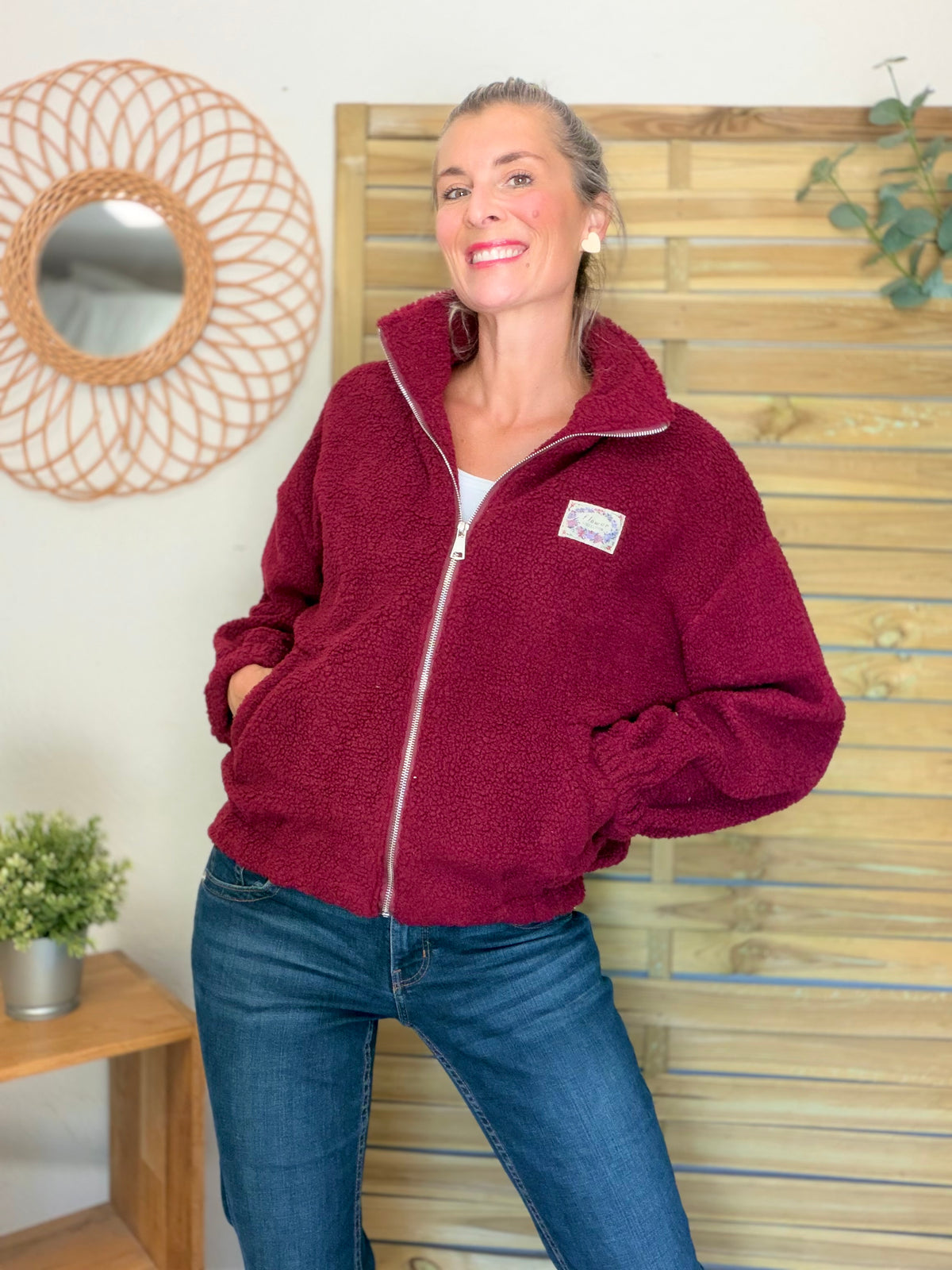 ⚡️ ARRIVAGE • Veste teddy Sherpa zippée LÉONIE Bordeaux