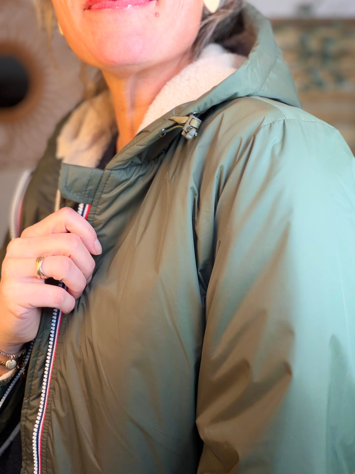 LAURA JO - Parka Imperméable LOUISE COURT sherpa - Kaki
