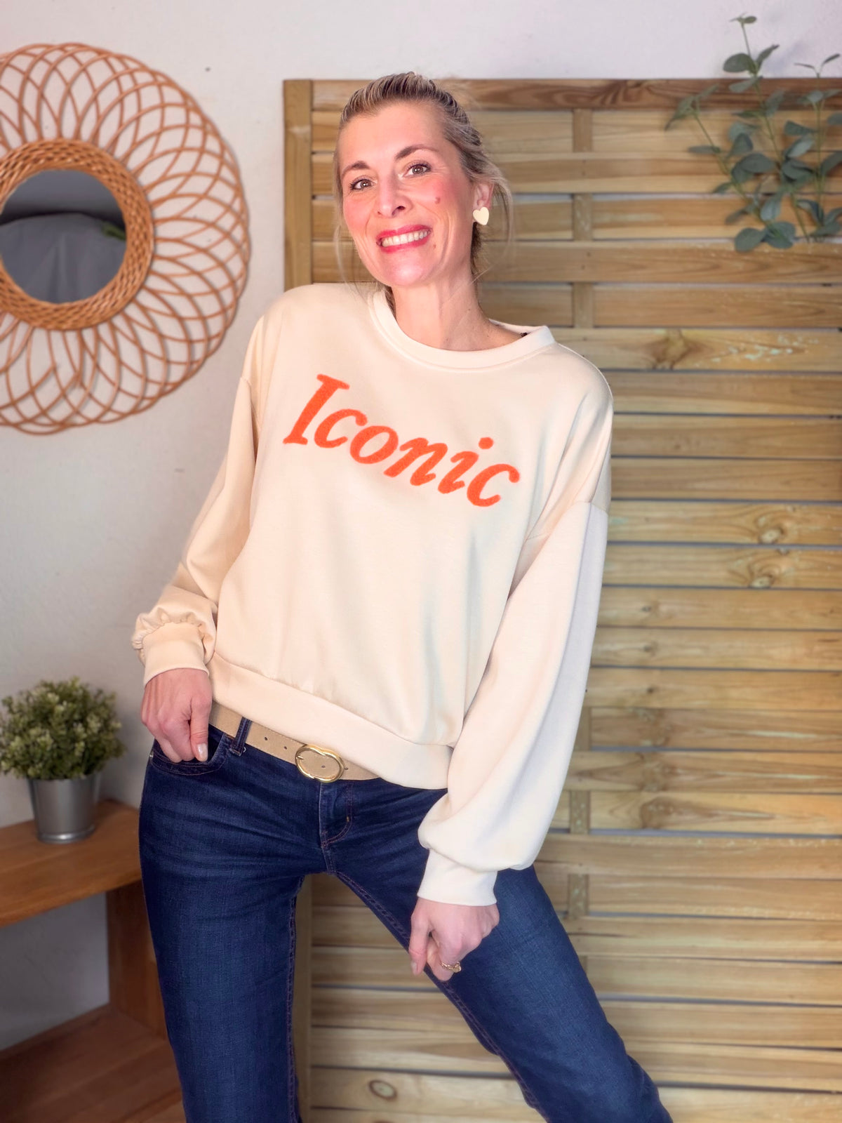 Sweat doux Iconic  - LAURINE Beige/Orange - FIN DE SÉRIE