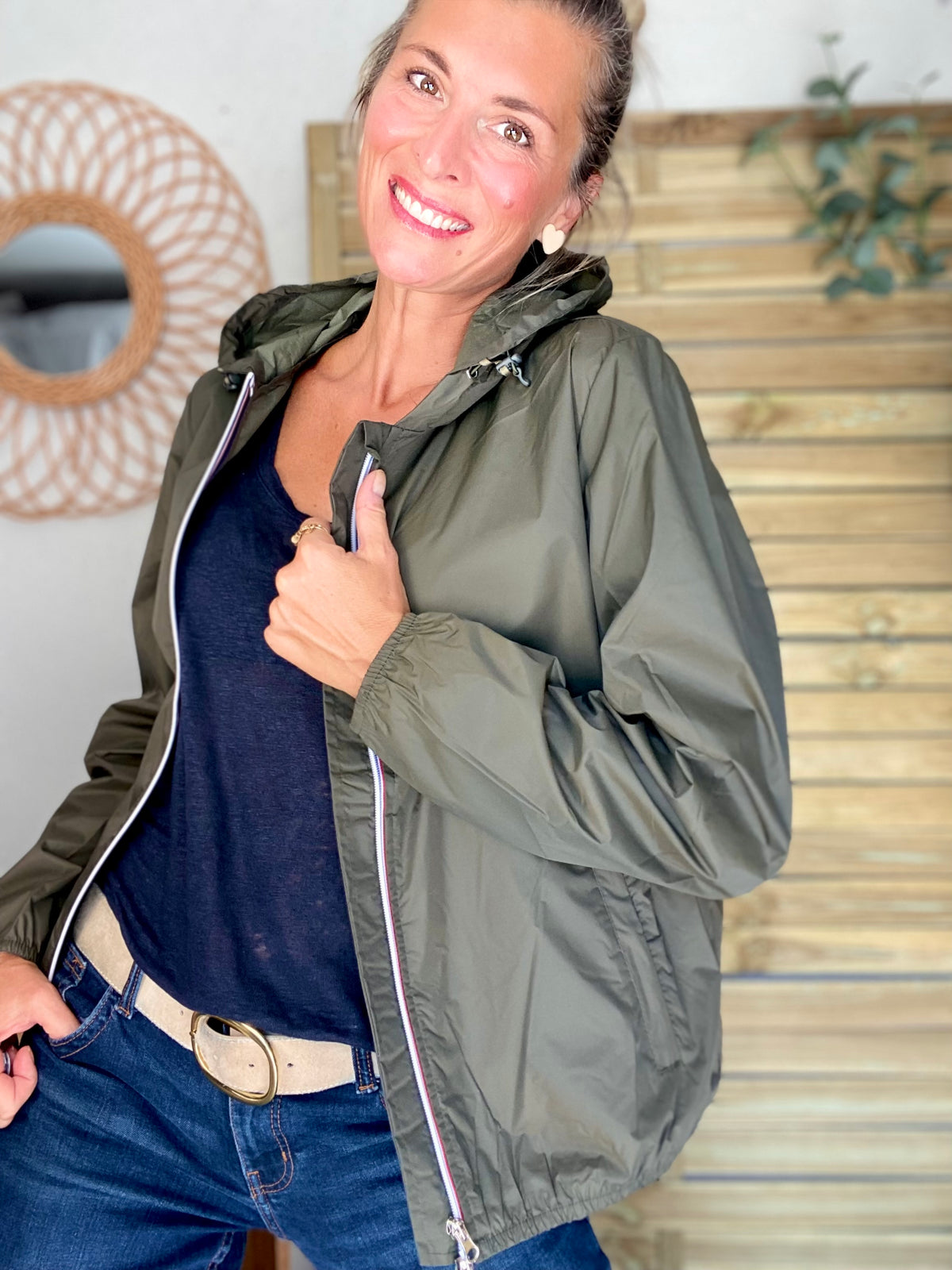 LAURA JO - Coupe vent imperméable ANNA COURT Kaki