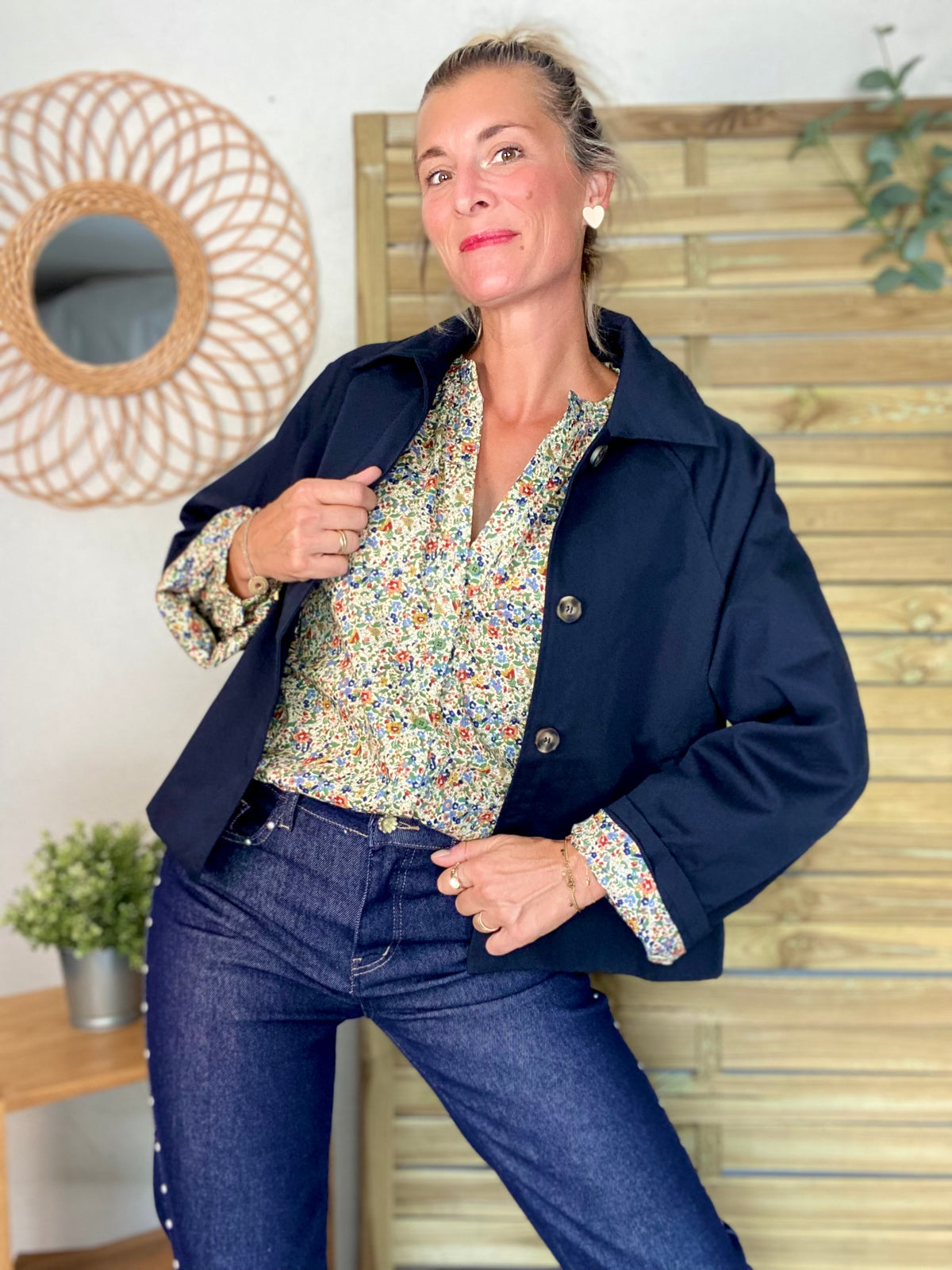 Chemise ample Liberty vert SYBILLE - FIN DE SÉRIE