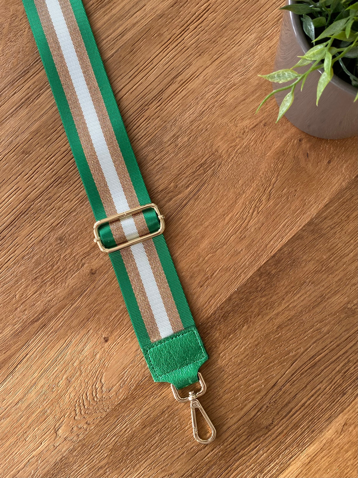 Sangle / Bandoulière rayée avec empiècement cuir irisé - RUBY - FIN DE SÉRIE