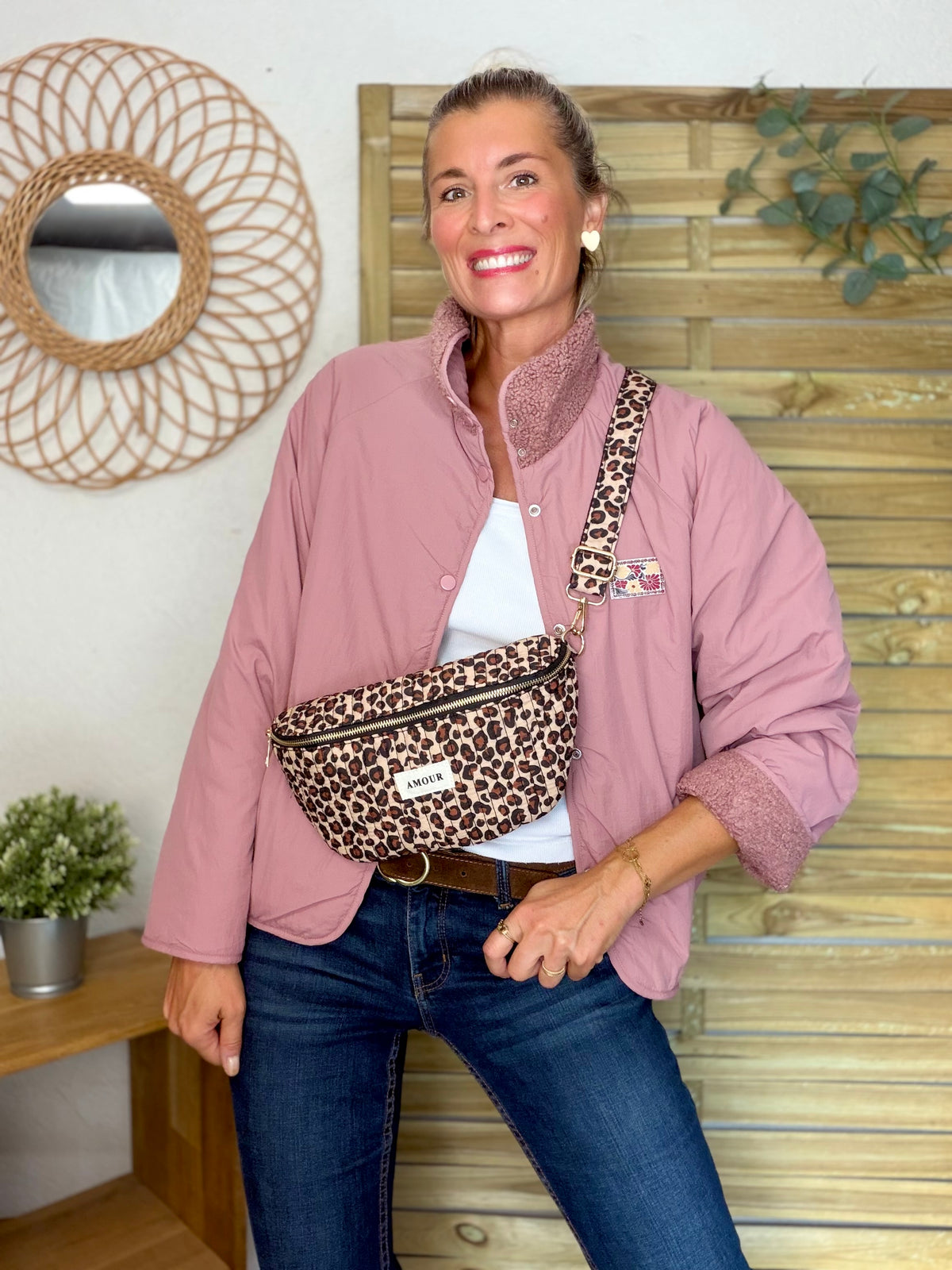 Veste matelassée réversible Sherpa AMÉLIE Vieux rose