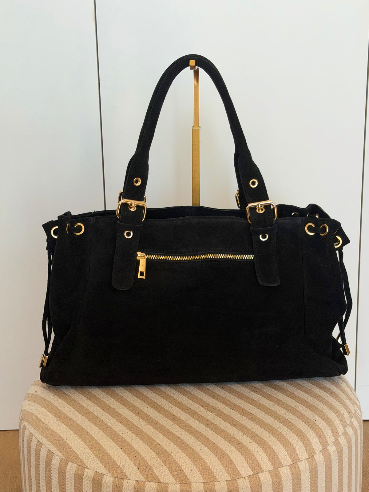 Sac cabas XL en cuir daim • JASPER Noir