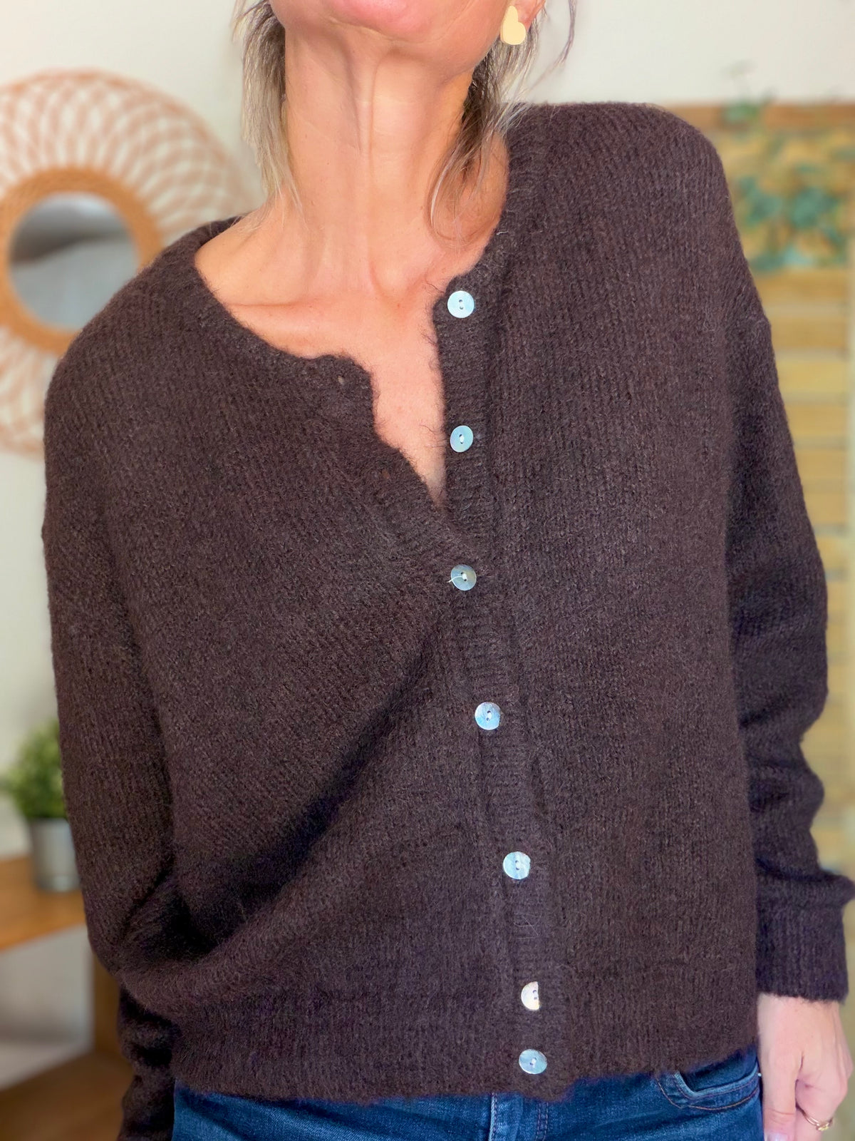 Gilet en maille MERYL - Chocolat brut