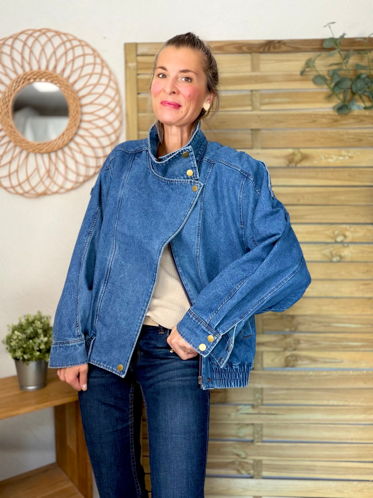 ⚡️ ARRIVAGE • Veste en jean oversized col montant ARIANE