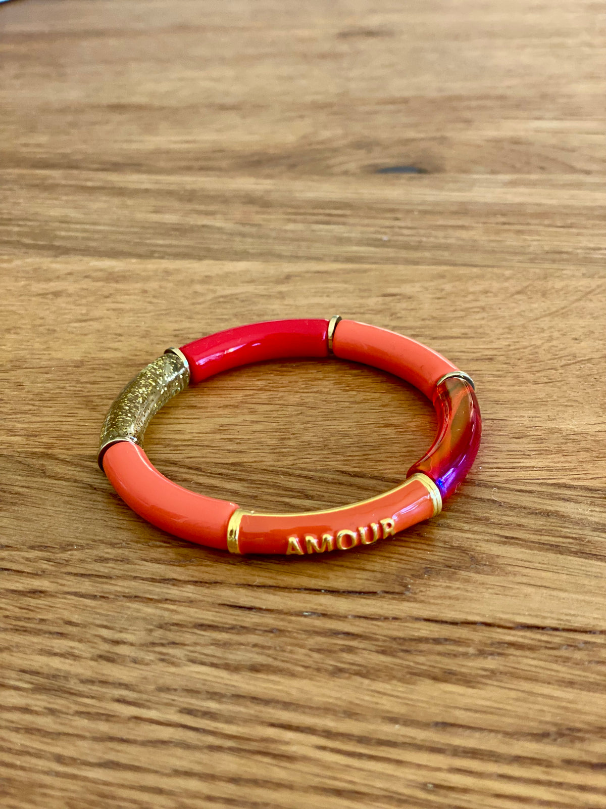 Bracelet élastique en résine multicolore Amour - ELLA (12 coloris au choix)
